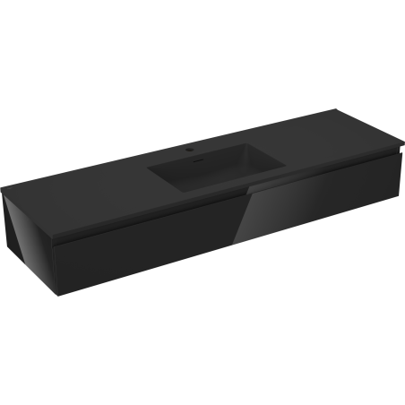Mexen Orio meuble de salle de bain 160 cm avec lavabo Otis, 1 tiroir, noir brillant/noir mat - 91A10-16023-1-BF70-W18M71