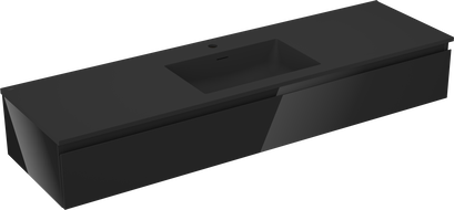 Mexen Orio meuble de salle de bain 160 cm avec lavabo Otis, 1 tiroir, noir brillant/noir mat - 91A10-16023-1-BF70-W18M71