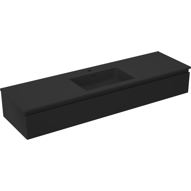 Mexen Orio meuble de salle de bains 160 cm avec lavabo Otis, 1 tiroir, noir mat - 91A10-16023-1-BF71-W18M71