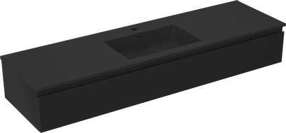 Mexen Orio meuble de salle de bain 160 cm avec lavabo Otis, 1 tiroir, noir mat - 91A10-16023-1-BF71-W18M71