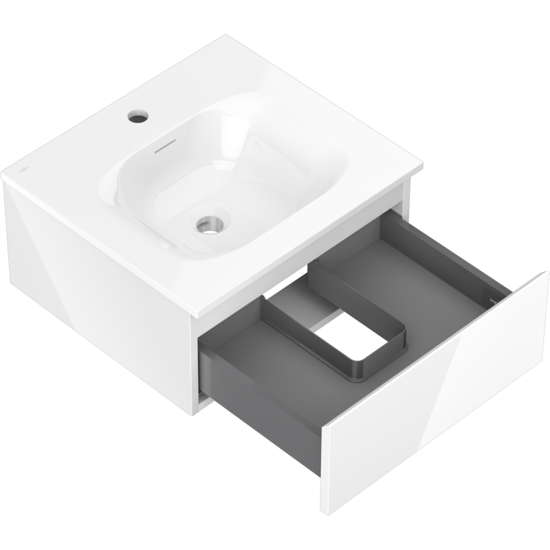 Mexen Orio meuble de salle de bain 50 cm avec lavabo Vela, 1 tiroir, blanc brillant - 91A10-05023-1-BF00-W23M00