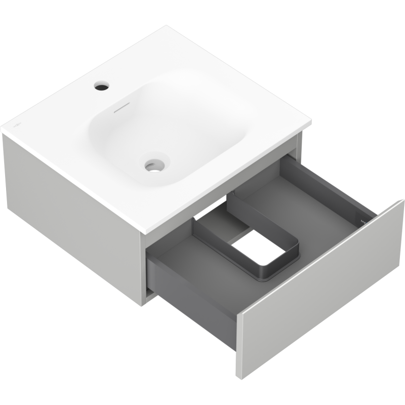Mexen Orio meuble de salle de bain 50 cm avec lavabo Vela, 1 tiroir, gris mat/blanc mat - 91A10-05023-1-BF62-W23M01