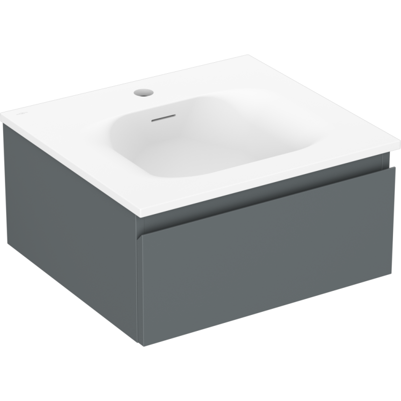 Mexen Orio armoire de salle de bain 50 cm avec lavabo Vela, 1 tiroir, graphite mat/blanc mat - 91A10-05023-1-BF66-W23M01