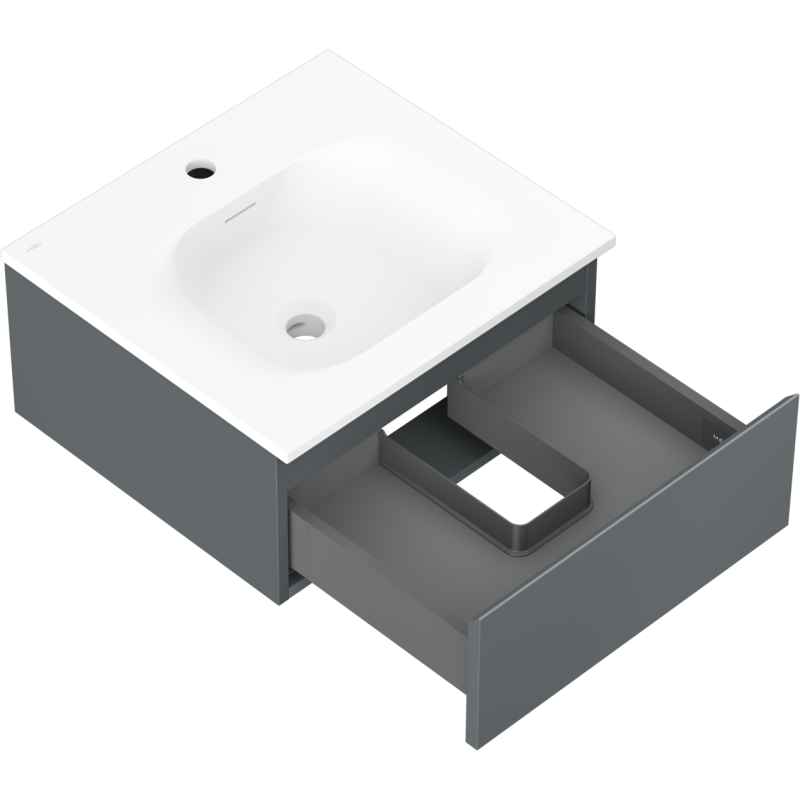 Mexen Orio armoire de salle de bain 50 cm avec lavabo Vela, 1 tiroir, graphite mat/blanc mat - 91A10-05023-1-BF66-W23M01
