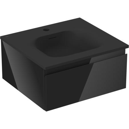 Mexen Orio meuble de salle de bains 50 cm avec lavabo Vela, 1 tiroir, noir brillant/noir mat - 91A10-05023-1-BF70-W23M71
