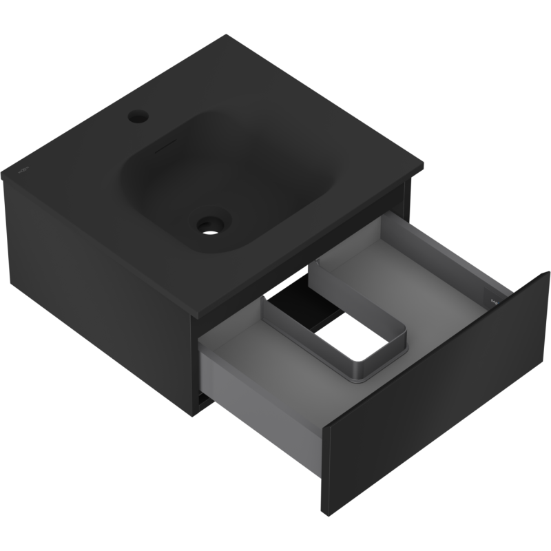 Mexen Orio meuble de salle de bain 50 cm avec lavabo Vela, 1 tiroir, noir mat - 91A10-05023-1-BF71-W23M71