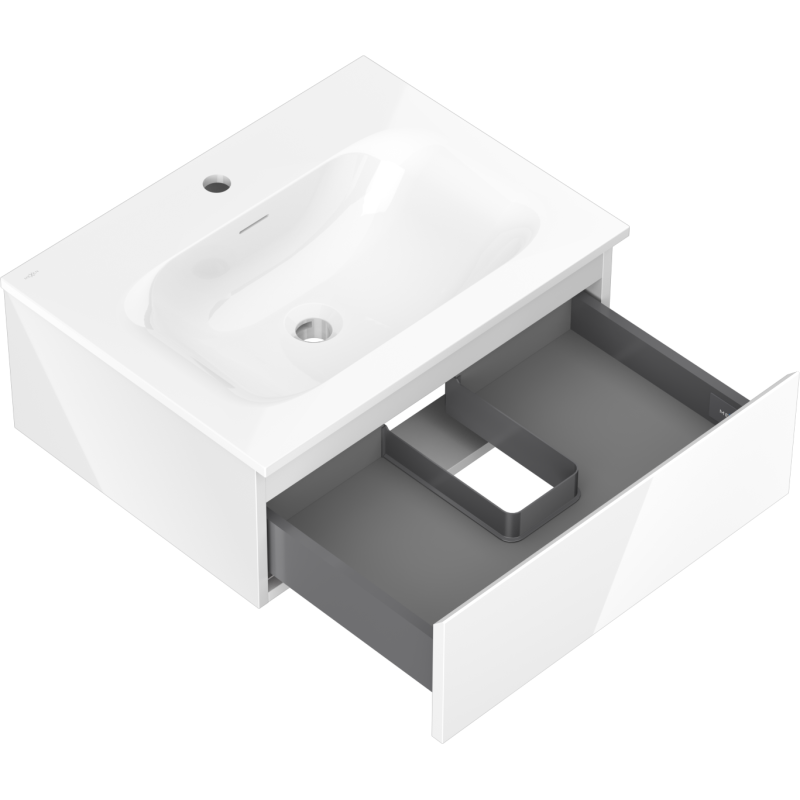 Mexen Orio meuble de salle de bain 60 cm avec lavabo Vela, 1 tiroir, brillant blanc - 91A10-06023-1-BF00-W23M00