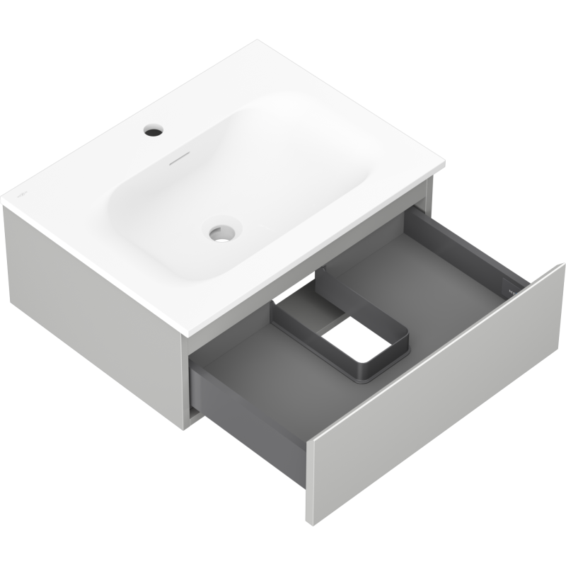 Mexen Orio armoire de salle de bain 60 cm avec lavabo Vela, 1 tiroir, gris mat/blanc mat - 91A10-06023-1-BF62-W23M01
