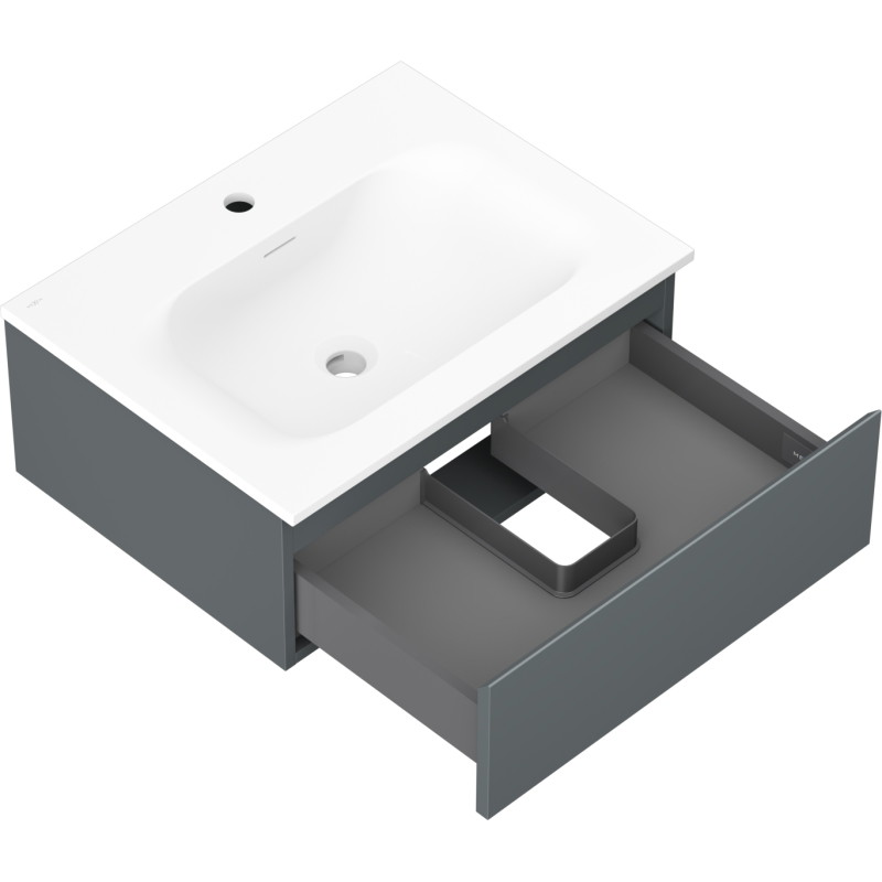 Mexen Orio meuble de salle de bain 60 cm avec lavabo Vela, 1 tiroir, graphite mat/blanc mat - 91A10-06023-1-BF66-W23M01