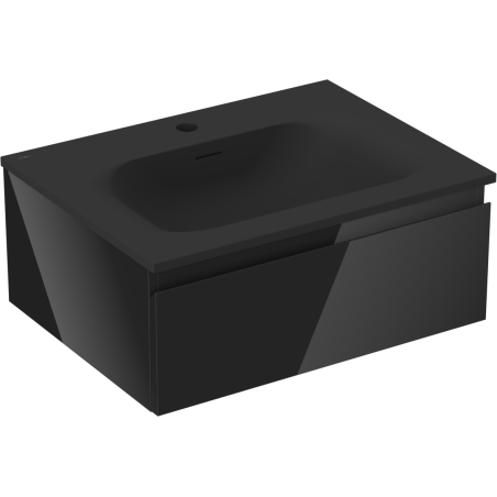 Mexen Orio meuble de salle de bains 60 cm avec lavabo Vela, 1 tiroir, noir brillant/noir mat - 91A10-06023-1-BF70-W23M71