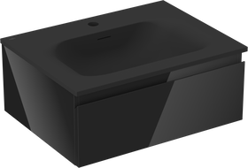 Mexen Orio meuble de salle de bains 60 cm avec lavabo Vela, 1 tiroir, noir brillant/noir mat - 91A10-06023-1-BF70-W23M71