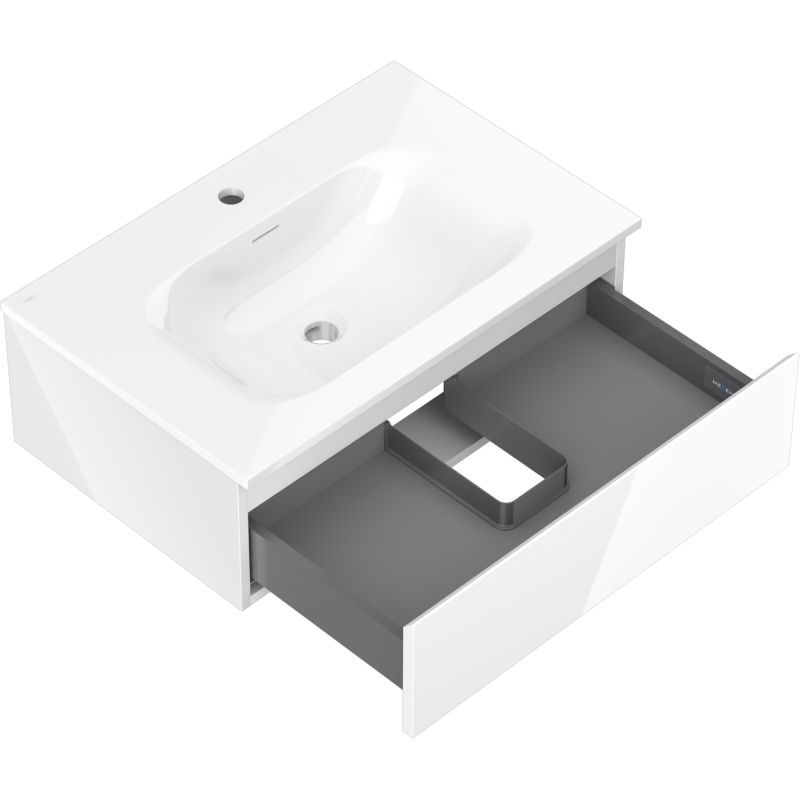 Mexen Orio meuble de salle de bain 70 cm avec lavabo Vela, 1 tiroir, blanc brillant - 91A10-07023-1-BF00-W23M00