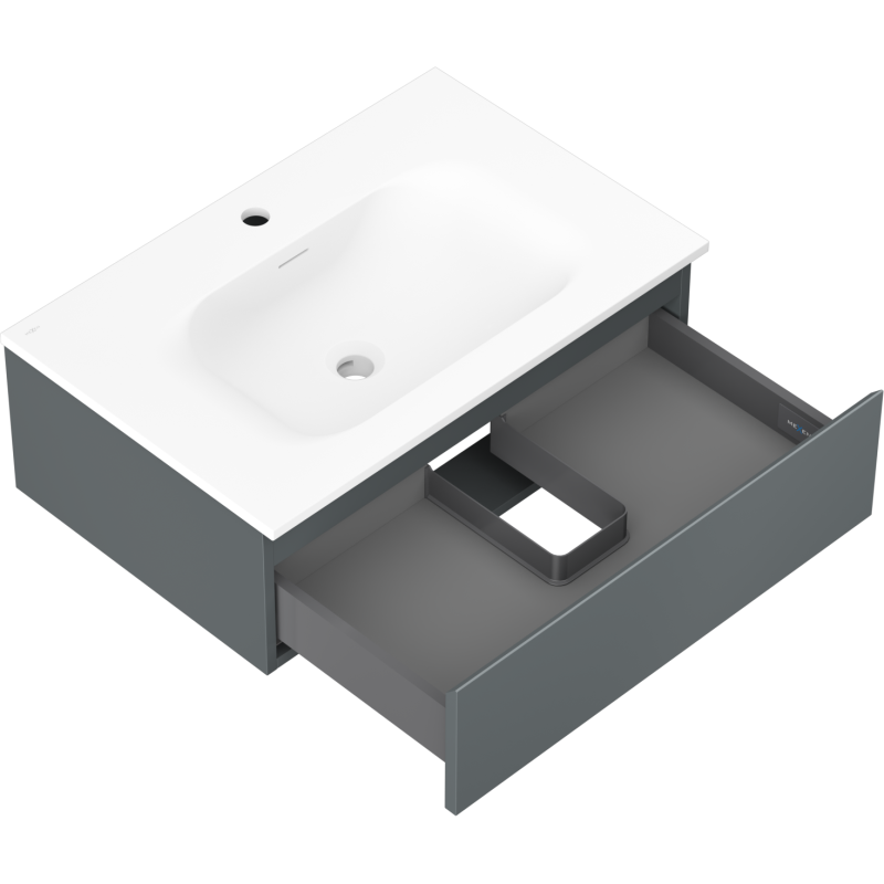 Mexen Orio meuble de salle de bain 70 cm avec lavabo Vela, 1 tiroir, graphite mat/blanc mat - 91A10-07023-1-BF66-W23M01