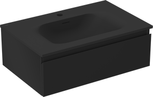 Mexen Orio meuble de salle de bain 70 cm avec lavabo Vela, 1 tiroir, noir mat - 91A10-07023-1-BF71-W23M71