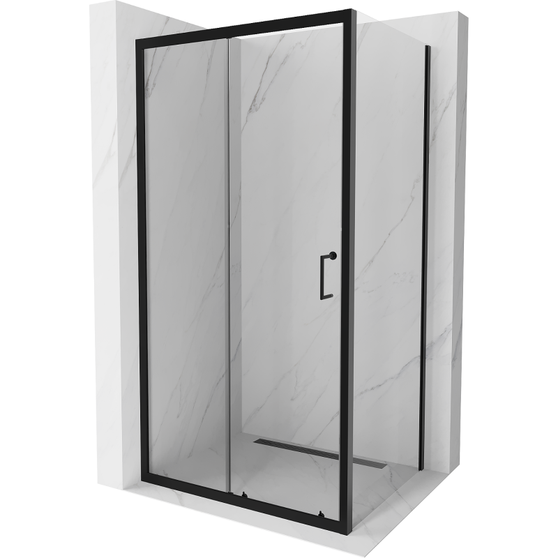 Mexen Apia cabine de douche coulissante 110 x 70 cm, transparente, noire - 840-110-070-70-00