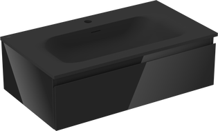 Mexen Orio meuble de salle de bain 80 cm avec lavabo Vela, 1 tiroir, noir brillant/noir mat - 91A10-08023-1-BF70-W23M71