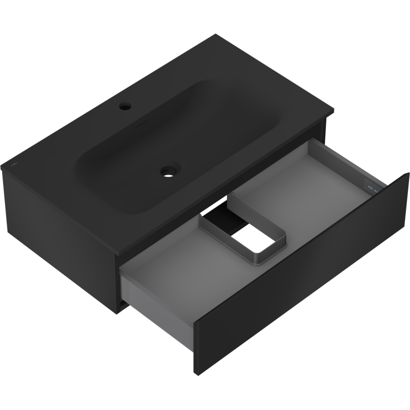 Mexen Orio armoire de salle de bains 80 cm avec lavabo Vela, 1 tiroir, noir mat - 91A10-08023-1-BF71-W23M71
