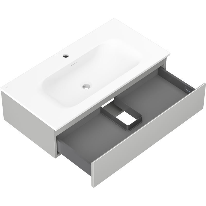 Mexen Orio armoire de salle de bain 90 cm avec lavabo Vela, 1 tiroir, gris mat/blanc mat - 91A10-09023-1-BF62-W23M01