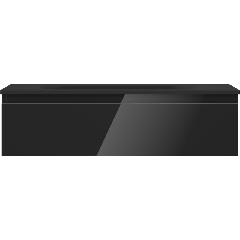 Mexen Orio Armoire de salle de bain 90 cm avec lavabo Vela, 1 tiroir, noir brillant/noir mat - 91A10-09023-1-BF70-W23M71