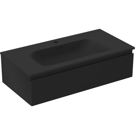 Mexen Orio meuble de salle de bain 90 cm avec lavabo Vela, 1 tiroir, noir mat - 91A10-09023-1-BF71-W23M71