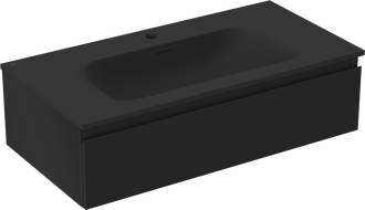 Mexen Orio meuble de salle de bain 90 cm avec lavabo Vela, 1 tiroir, noir mat - 91A10-09023-1-BF71-W23M71