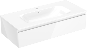 Mexen Orio meuble de salle de bains 100 cm avec lavabo Vela, 1 tiroir, blanc brillant - 91A10-10023-1-BF00-W23M00