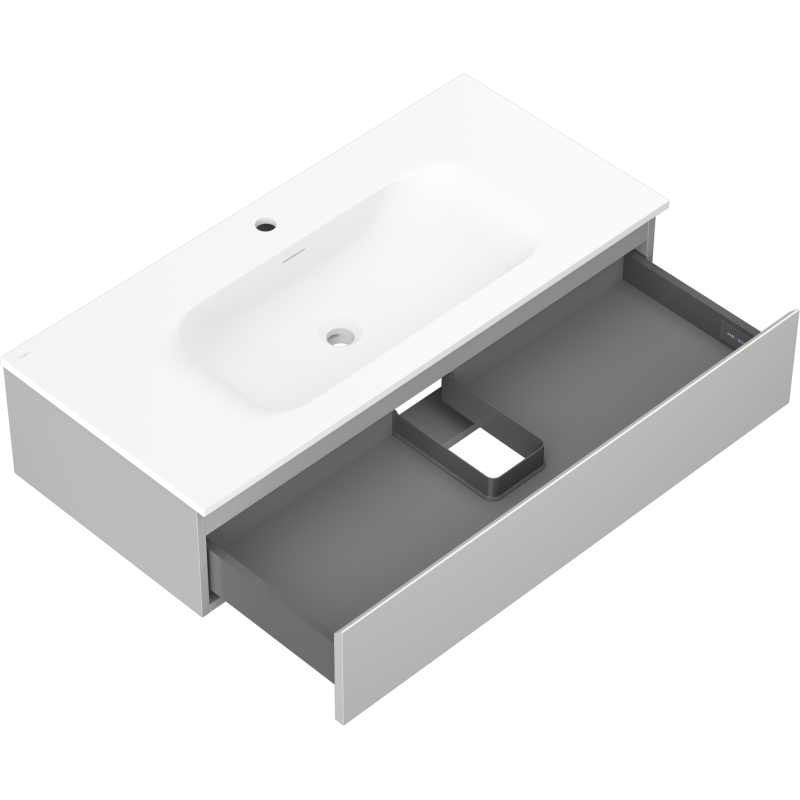 Mexen Orio meuble de salle de bain 100 cm avec lavabo Vela, 1 tiroir, gris mat/blanc mat - 91A10-10023-1-BF62-W23M01