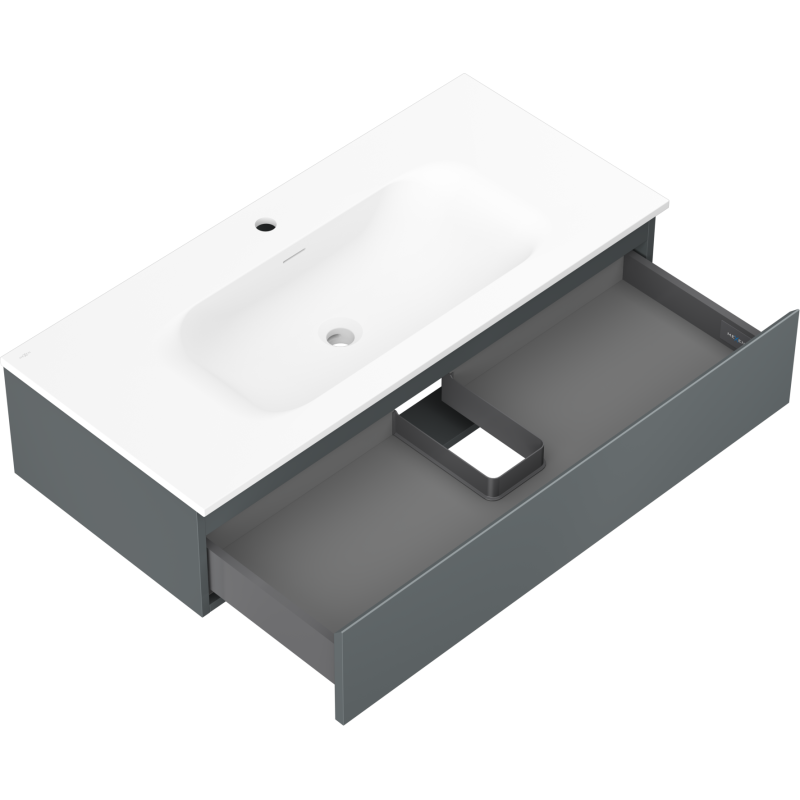 Mexen Orio meuble de salle de bain 100 cm avec lavabo Vela, 1 tiroir, graphite mat/blanc mat - 91A10-10023-1-BF66-W23M01