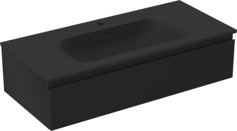 Mexen Orio meuble de salle de bains 100 cm avec lavabo Vela, 1 tiroir, noir mat - 91A10-10023-1-BF71-W23M71