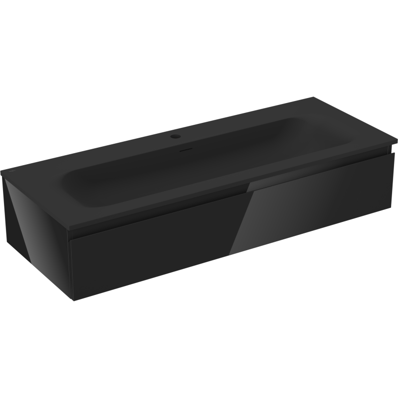 Mexen Orio meuble de salle de bains 120 cm avec lavabo Vela, 1 tiroir, noir brillant/noir mat - 91A10-12023-1-BF70-W23M71