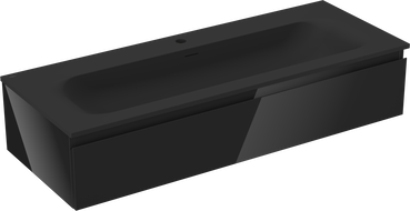 Mexen Orio meuble de salle de bains 120 cm avec lavabo Vela, 1 tiroir, noir brillant/noir mat - 91A10-12023-1-BF70-W23M71