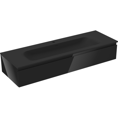 Mexen Orio meuble de salle de bain 140 cm avec lavabo Vela, 1 tiroir, noir brillant/noir mat - 91A10-14023-1-BF70-W23M71