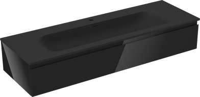 Mexen Orio meuble de salle de bain 140 cm avec lavabo Vela, 1 tiroir, noir brillant/noir mat - 91A10-14023-1-BF70-W23M71