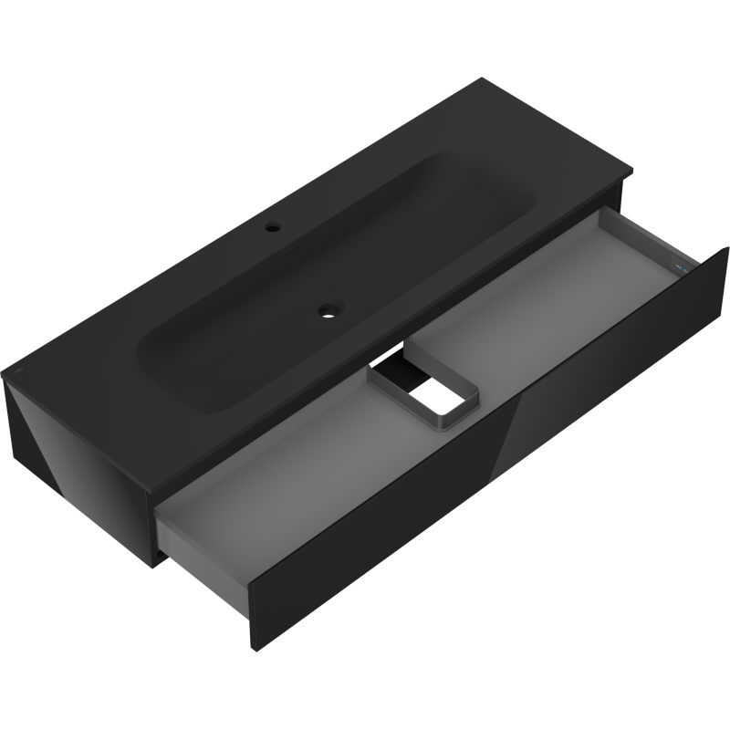 Mexen Orio meuble de salle de bain 140 cm avec lavabo Vela, 1 tiroir, noir brillant/noir mat - 91A10-14023-1-BF70-W23M71