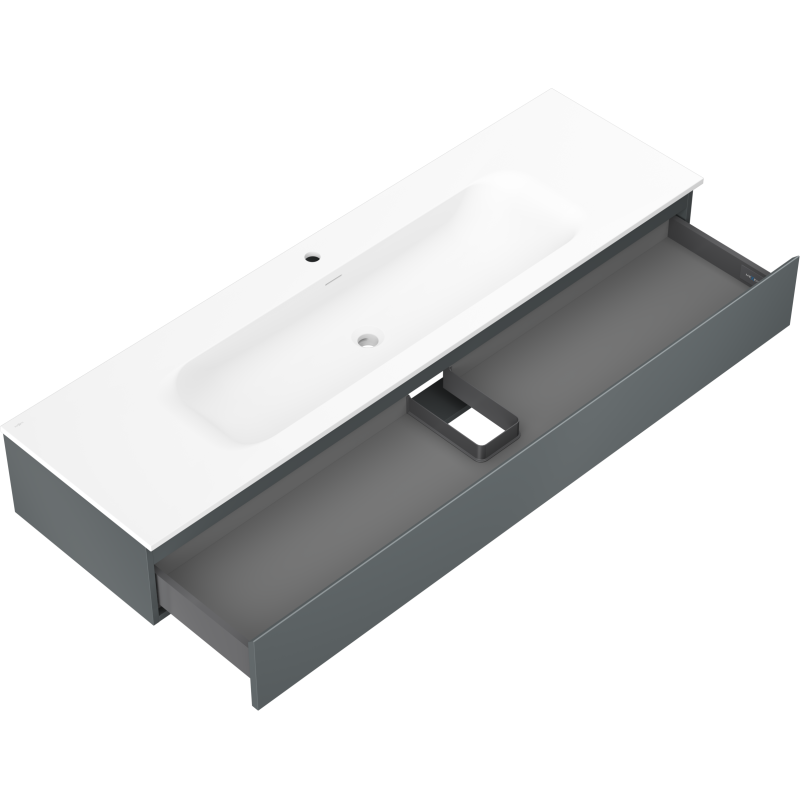 Mexen Orio meuble de salle de bain 160 cm avec lavabo Vela, 1 tiroir, graphite mat/blanc mat - 91A10-16023-1-BF66-W23M01