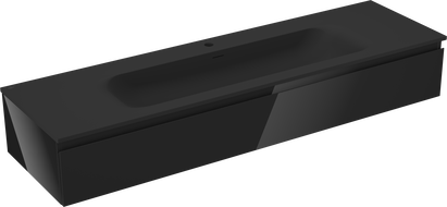 Mexen Orio meuble de salle de bains 160 cm avec lavabo Vela, 1 tiroir, noir brillant/noir mat - 91A10-16023-1-BF70-W23M71