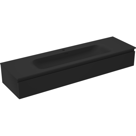 Mexen Orio meuble de salle de bain 160 cm avec lavabo Vela, 1 tiroir, noir mat - 91A10-16023-1-BF71-W23M71