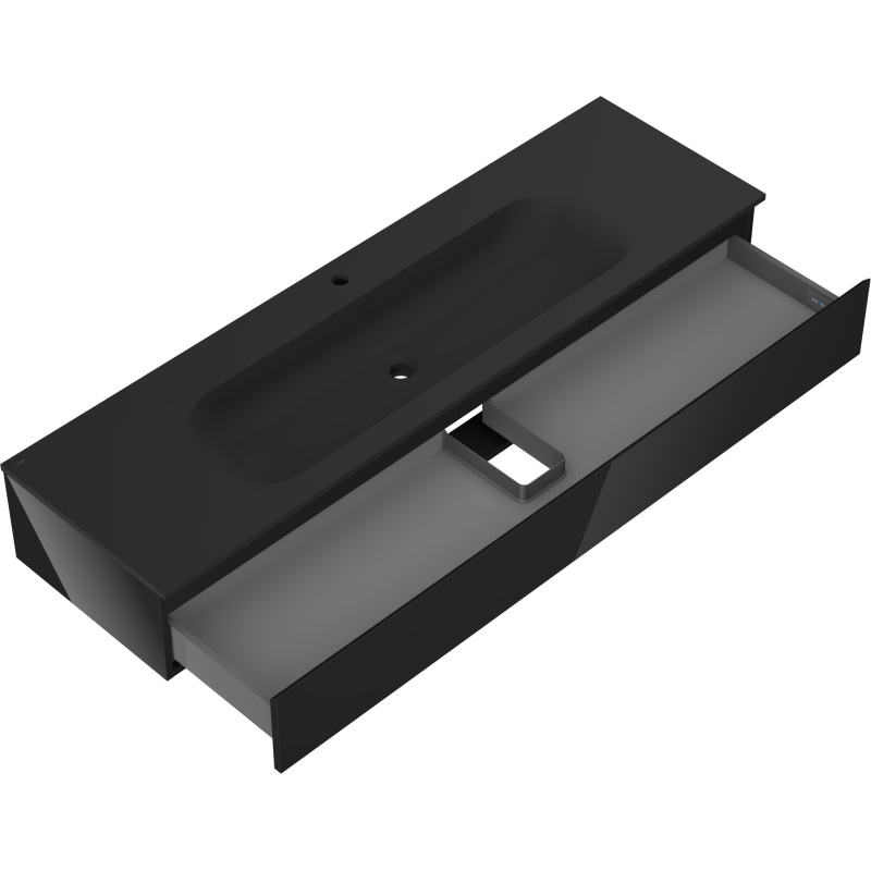 Mexen Orio meuble de salle de bain 160 cm avec lavabo Vela, 1 tiroir, noir brillant/noir mat - 91A10-16023-1-BF70-W23M71