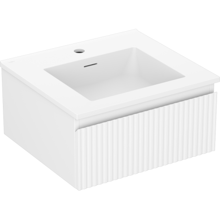 Mexen Rivel meuble de salle de bain 50 cm avec lavabo Otis, 1 tiroir, rainuré, blanc mat - 91A20-05023-1-BF01-W18M01