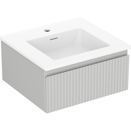 Mexen Rivel meuble de salle de bain 50 cm avec lavabo Otis, 1 tiroir, rainuré, gris mat/blanc mat - 91A20-05023-1-BF62-W18M01
