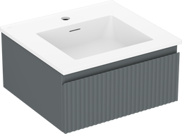 Mexen Rivel armoire de salle de bain 50 cm avec lavabo Otis, 1 tiroir, rainurée, graphite mat/blanc mat