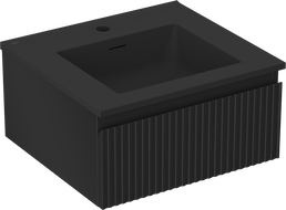 Mexen Rivel meuble de salle de bain 50 cm avec lavabo Otis, 1 tiroir, rainuré, noir mat - 91A20-05023-1-BF71-W18M71