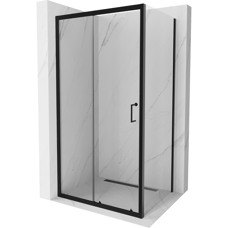 Mexen Apia cabine de douche coulissante 90 x 80 cm, transparente, noire - 840-090-080-70-00