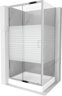 Mexen Apia cabine de douche coulissante 120 x 90 cm, bandes blanches, chrome + bac à douche Rio - 840-120-090-01-20-4510