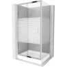 Mexen Apia cabine de douche coulissante 100 x 80 cm, bandes blanches, chrome + bac Rio - 840-100-080-01-20-4510