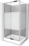 Mexen Apia cabine de douche coulissante 100 x 80 cm, bandes blanches, chrome + bac Rio - 840-100-080-01-20-4510