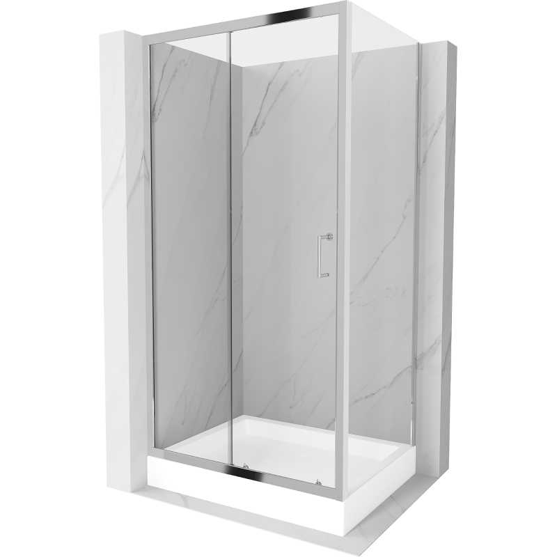 Mexen Apia cabine de douche coulissante 120 x 90 cm, transparent, chrome + bac à douche Rio - 840-120-090-01-00-4510