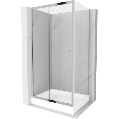 Mexen Apia cabine de douche coulissante 120 x 90 cm, transparent, chrome + bac à douche Rio - 840-120-090-01-00-4510