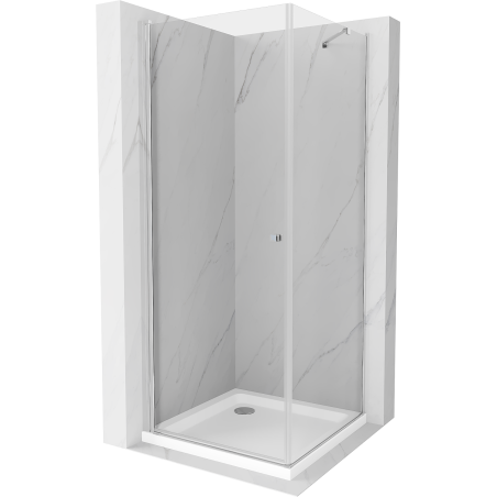 Cabine de douche pivotante Mexen Pretoria 80 x 80 cm, transparent, chrome + bac plat - 852-080-080-01-00-4010