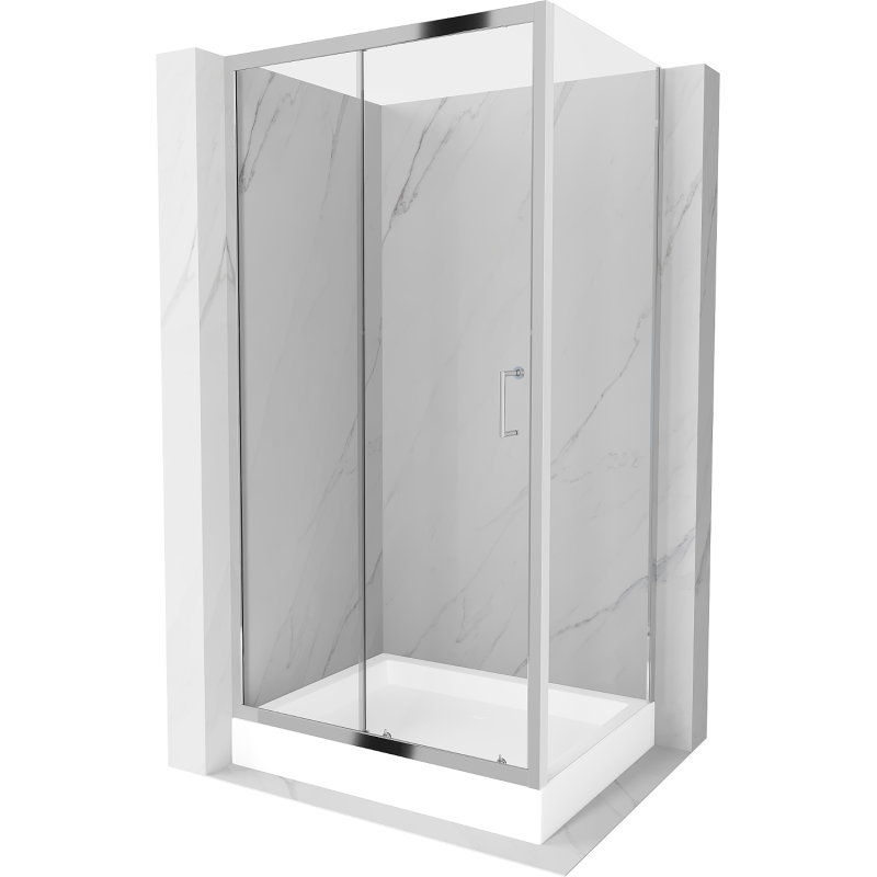 Mexen Apia cabine de douche coulissante 100 x 80 cm, transparent, chrome + receveur Rio - 840-100-080-01-00-4510